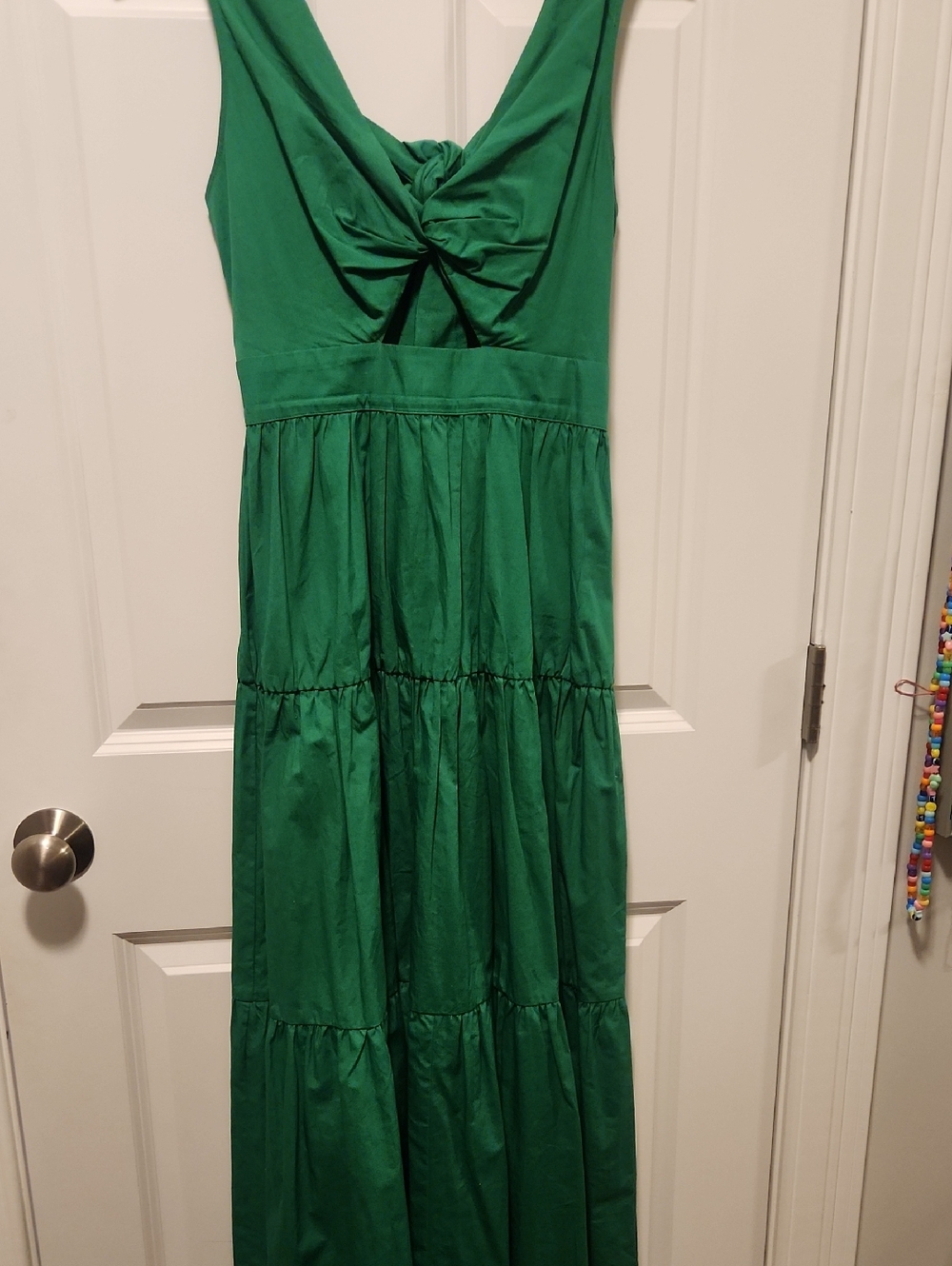 Zara Green Sleeveless Twist-Front Maxi Dress.